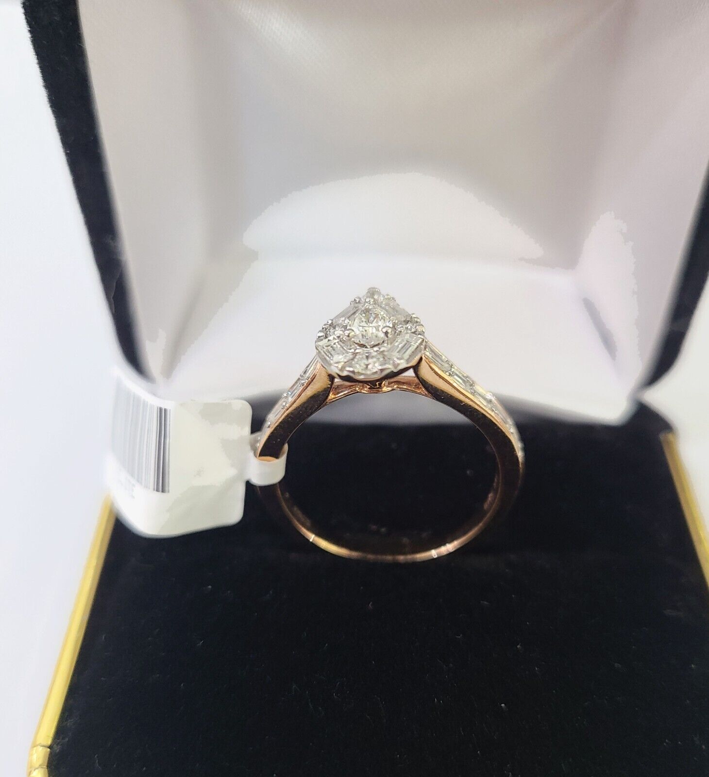 REAL 14k Rose Gold Diamond Ladies Ring Pear Shaped Women Engagement Wedding - GoldenlinQ